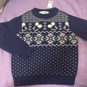 Disney GAP Navy Crewneck Sweater with White Snowflake Design